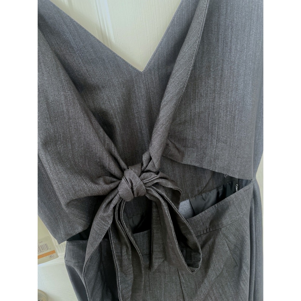 Calvin Klein Women Tie Back Wide Leg Jumpsuit Charcoal Grey Size 2 NWT Classic - Picture 3 of 8
